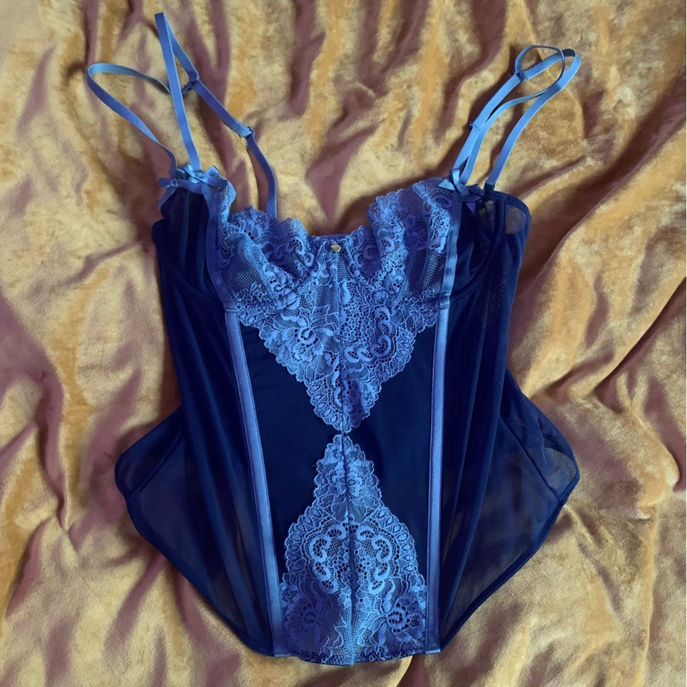 Navy / Dark and Baby Blue Bustier Top